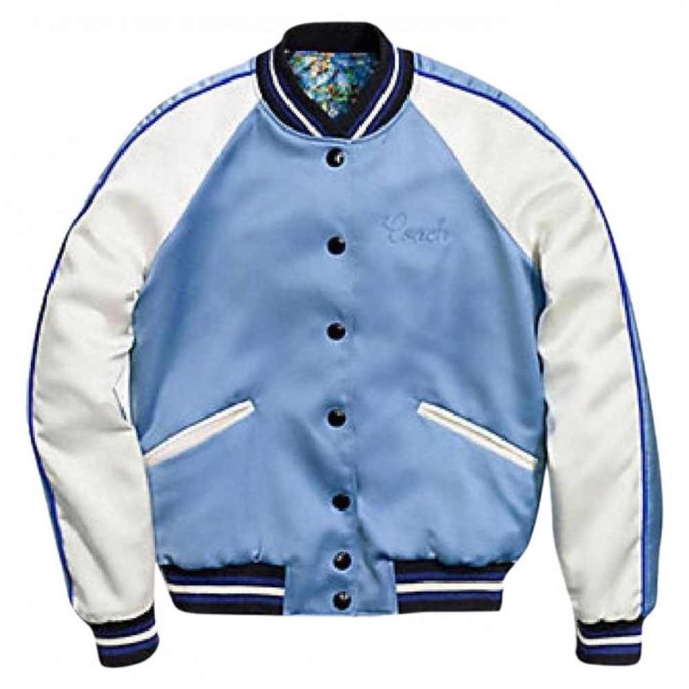 BNWT Authentic Coach Reversible floral print bomber satin jacket.